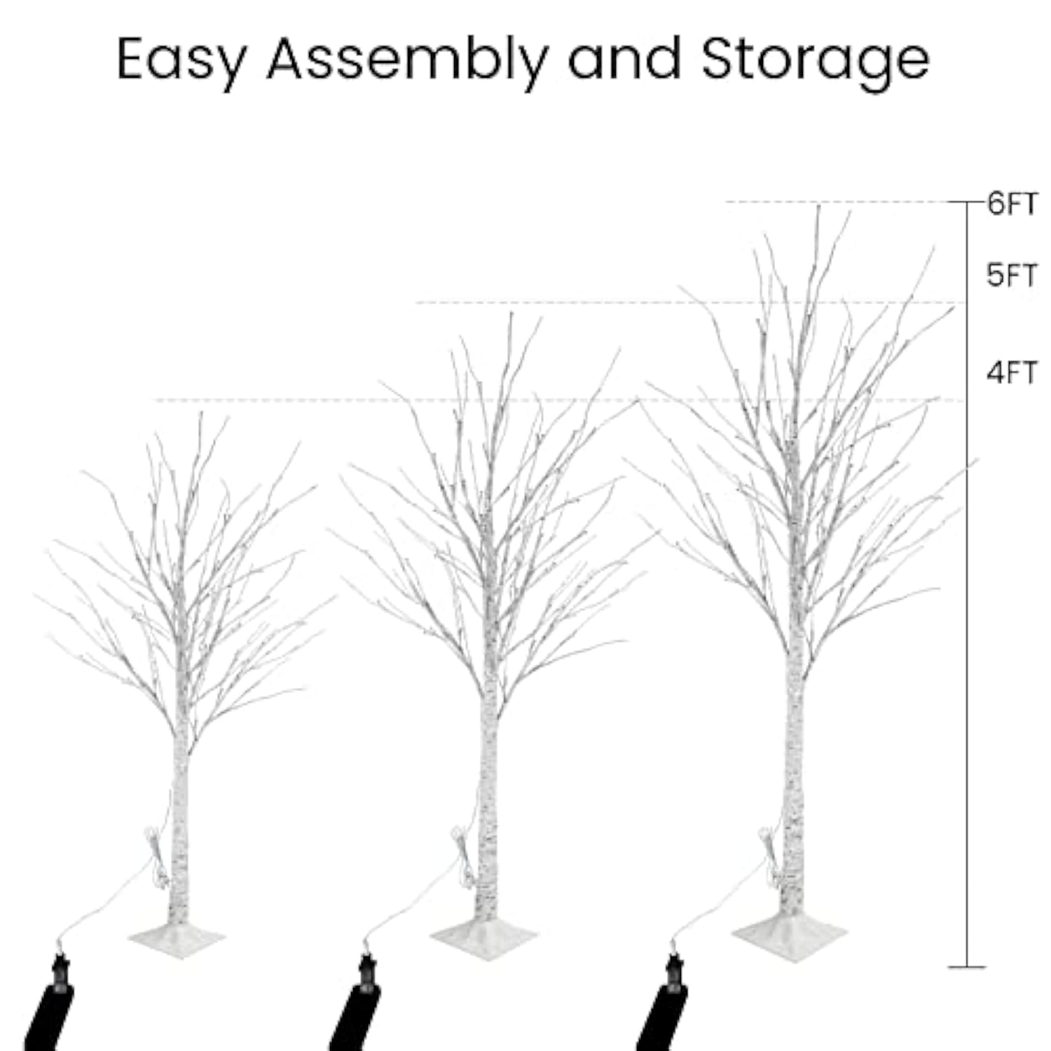 Lighted Tree Set Of 3,Christmas Tree 4Ft,5Ft And 6Ft With Led Lights, Halloween Decoration,Suit For Festival/Party,Wedding,Birthday,Indoor And Outdoor Use,Warm White (Lbt3-Ww)
