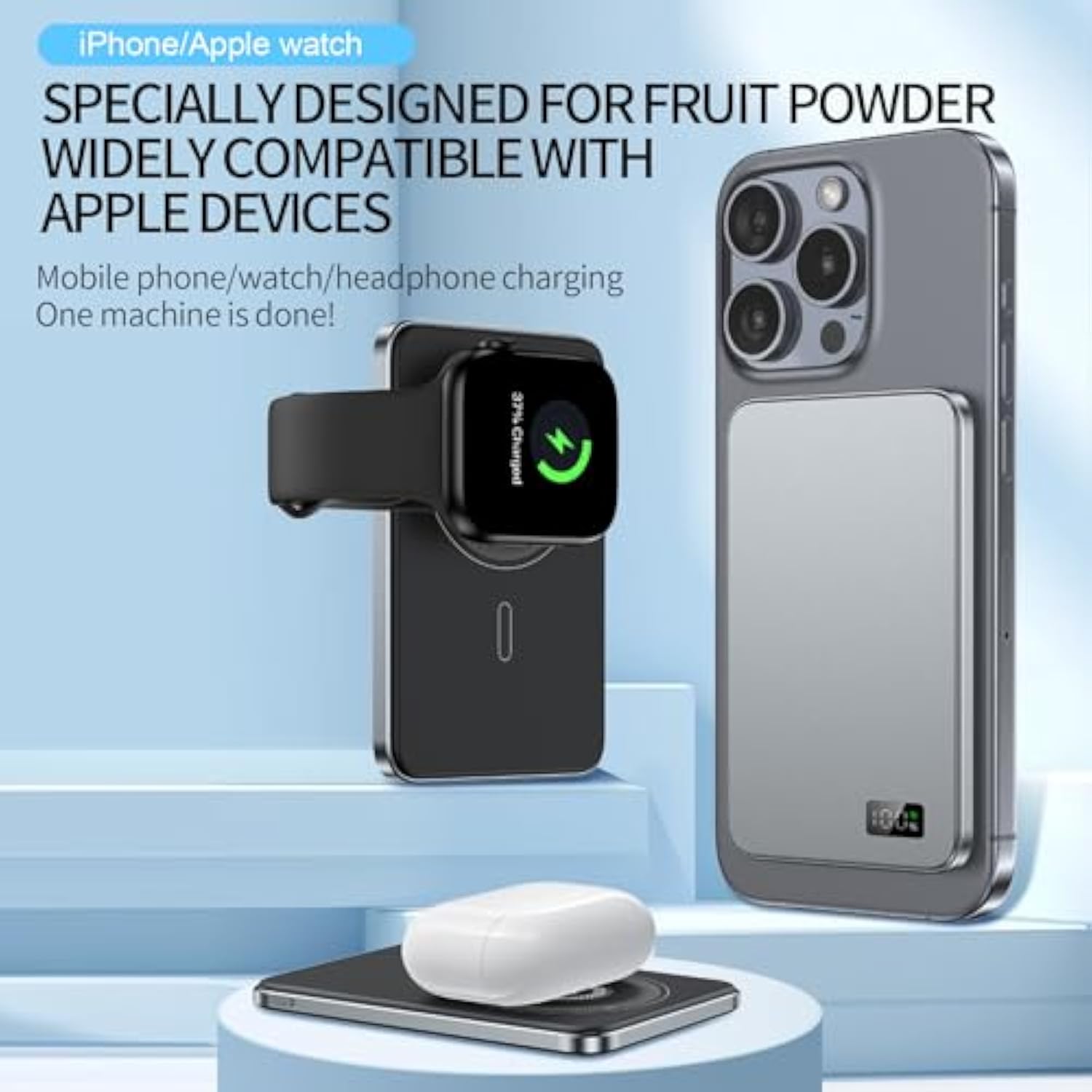 Magnetic Portable Charger, 5,000Mah Wireless Portable Charger With Led Display, Battery Pack, Compatible With Iphone Iphone 16 Pro Max/16 Pro/16, Iphone 15/14/13/12 Series(Black)