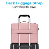 MOSISO 360 Protective Laptop Shoulder Bag Compatible with MacBook Pro 16 inch 2023-2019 M2 A2780 M1 A2485 Pro/Max A2141,15-15.6 inch Notebook,Side Open Sleeve with 3 Front Pockets&PU Handle&Belt, Pink