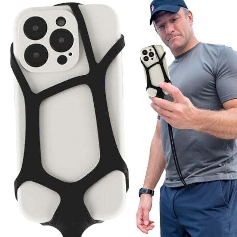 Pulpo Safety Cell Phone Lanyard Black Fits Smartphones 6.1" To 6.8” - Anti Theft Phone Strap For Men & Women, Lanyards For Phones, Hiking Phone Holder & Cellphone Lanyard, Silicone Crossbody Straps