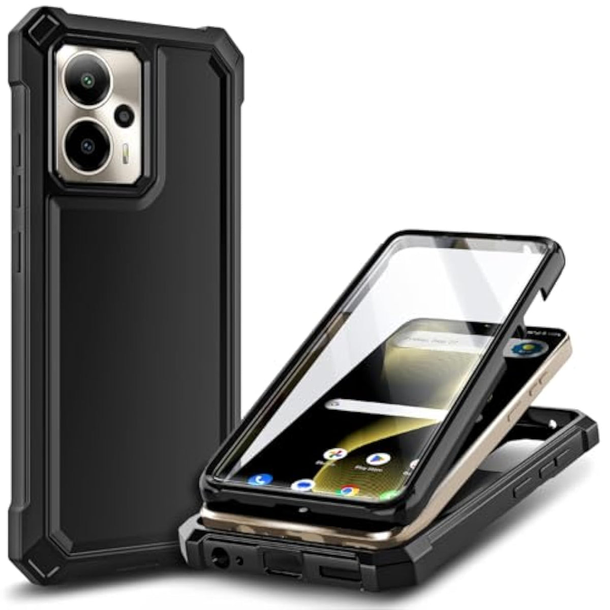 For Cricket Outlast 5G 2024 Case, At&T Motivate Pro 5G With [Built-In Screen Protector], [9Ft Military Grade Drop Tested] Full-Body Protective Shockproof Bumper Case (Black)