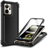 For Cricket Outlast 5G 2024 Case, At&T Motivate Pro 5G With [Built-In Screen Protector], [9Ft Military Grade Drop Tested] Full-Body Protective Shockproof Bumper Case (Black)