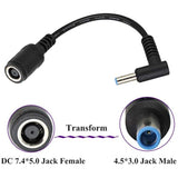 90 Degree Tip Laptop Power Cable Dc 7.4Mm X 5.0Mm Female To 4.5Mm X3.0Mm Male