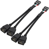 2 Pack Motherboard USB 2.0 to Dual 9 Pin Extension, USB Header Splitter for Internal Computer Motherboard (Braided Black)