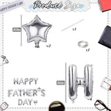 Happy Father's Day Balloons, Silver 16 Inches Father Foil Letter Balloons with Star Heart Balloon for Father's Day Dad Birthday Appreciation Family Gathering Celebration BBQ Party Decorations Supplies