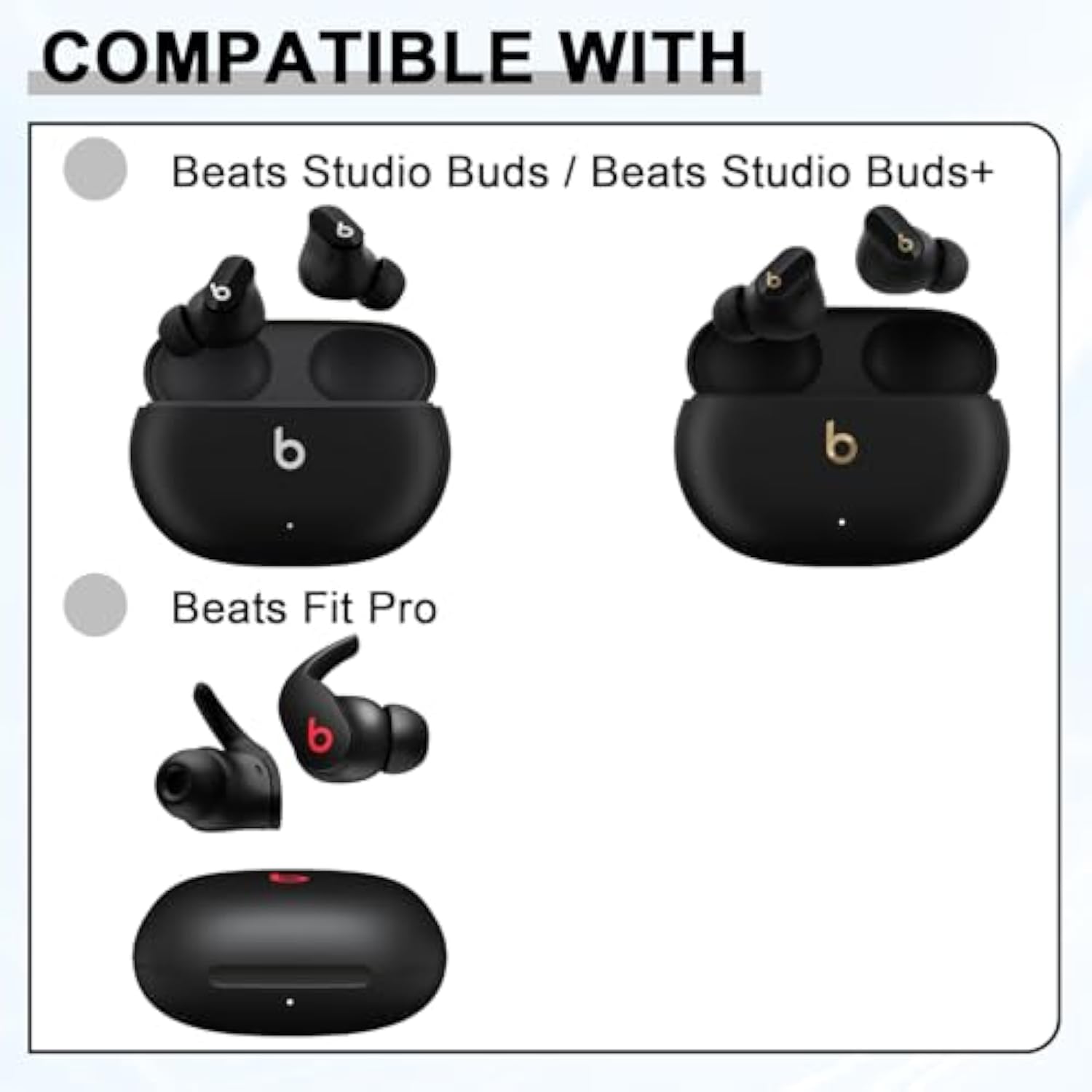 6 Pairs Replacement Eartips For Beats Studio Buds/Fit Pro/Studio Buds+ With Cleaning Pen, Replacement Silicone Ear Tips Set With Three Sizes L/M/S, Anti-Slip Replacement Accessories (White)