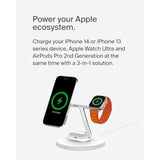 Belkin MagSafe Charger, 3-in-1 Wireless Charging Stand, 2ND GEN, 33% Faster for Apple Watch, iPhone 16, iPhone 15, iPhone 14 Series, AirPods - MagSafe Charging Station for Multiple Devices - White