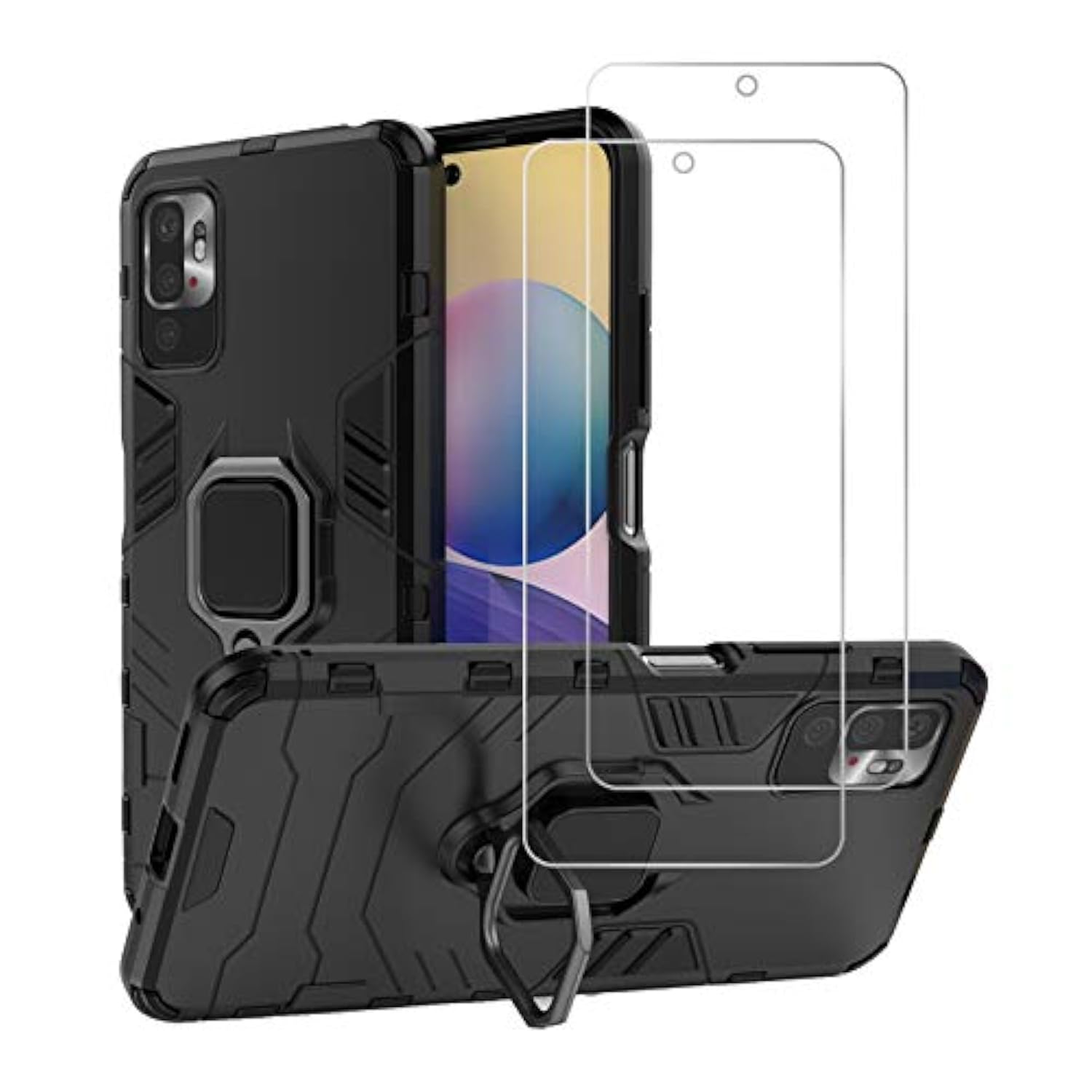 Xiaomi Redmi Note 10 5G Case (Not Note 10 4G) with 360° Degree Ring Holder Kickstand