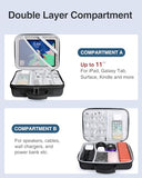 Electronic Organizer Travel Case Large, Hard Case For Electronics, Sturdy Tech Organizers, Travel Cable Bag With Shoulder Strap, Hard Charger Organizers, Fits For Ipad(Up To 11), Tech Gifts