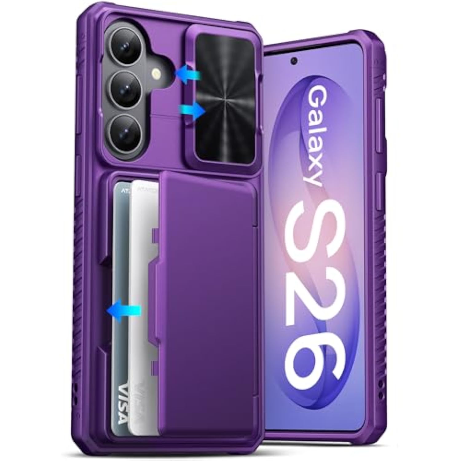 Samsung Galaxy S26 Case Wallet with Card Holder, Dark Purple - Protective Phone Case with Card Slots and Cash Storage