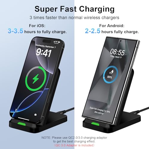 Wireless Charger Stand for Moto G Stylus 5G 2025/2024,Moto Edge/Razr 2025,Moto G Power 5G 2025/2024,15W Fast Charging Station with QC Adapter for