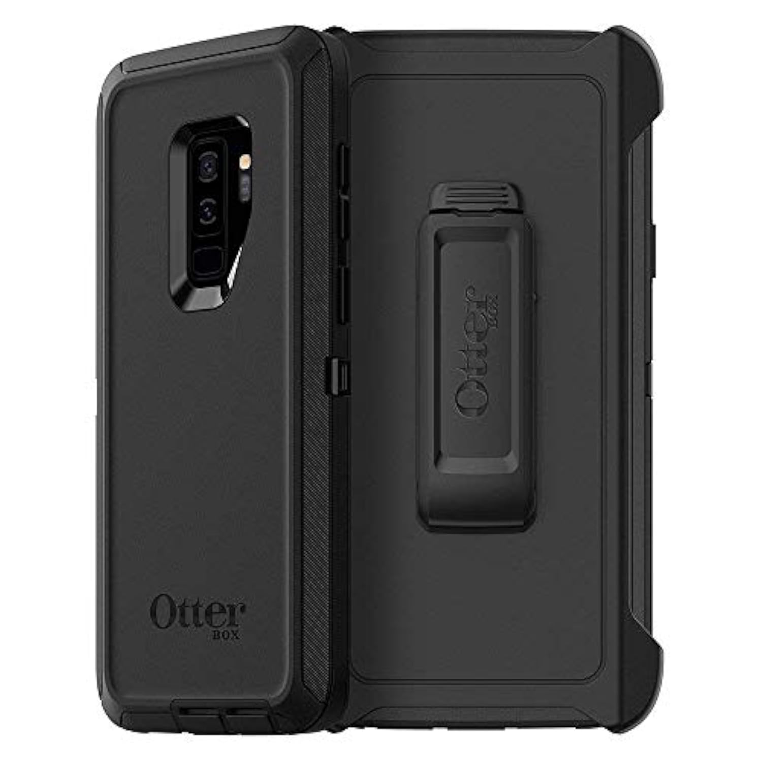 OtterBox Samsung Galaxy S9+ Defender Series Case - BLACK, rugged & durable, with port protection, includes holster clip kickstand