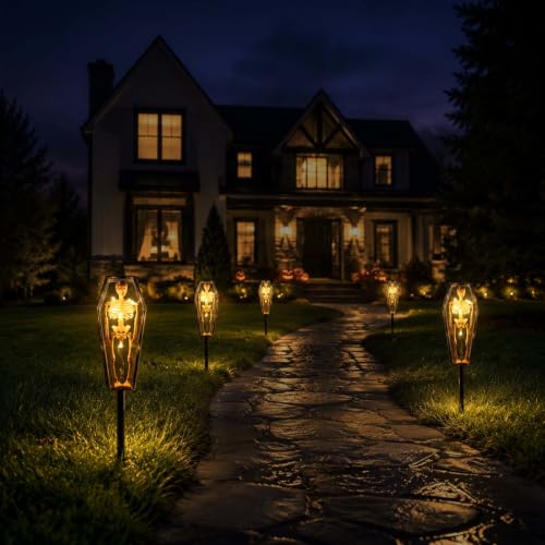 4 Pack Solar Halloween Skeleton Coffin Lights Outdoor Pathway Decorations