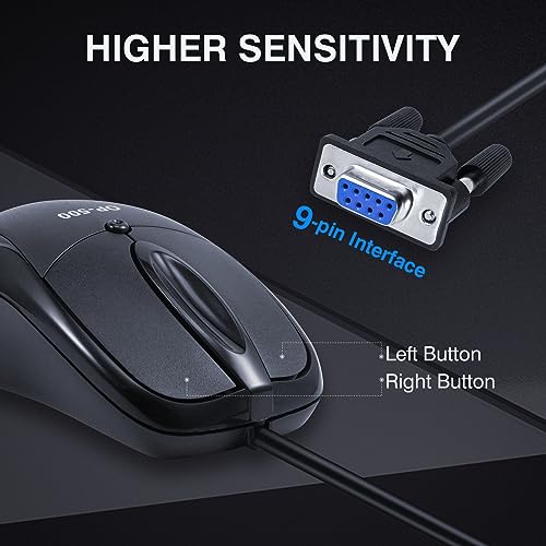 Industrial Rs232 Com Port Mechanical Mouse, 9-Pin Serial Interface For Cnc Machines, Plc Control Systems, 1.6M Anti-Interference Cable, 1600Dpi, Ip54 Dustproof (Black)