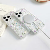 Magnetic Case For Iphone 16,Slim Floral Flower Pattern Phone Cover For Girls Women,Shockproof Tpu Bumper Hard Back Protective Phone Case,Compatible With Magsafe,(Clear/Branch Flower)