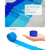Blue White Crepe Paper Streamers 8 Rolls, Party Streamers For Birthday Wedding Baby Bridal Shower Decorations Halloween Christmas Craft Supplies (1.8 Inch X 82 Ft/Roll?656Ft)