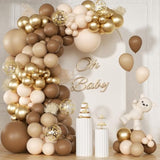 147pcs Boho Brown Balloon Garland Kit – Neutral Tones for Baby Shower, Wedding & Parties