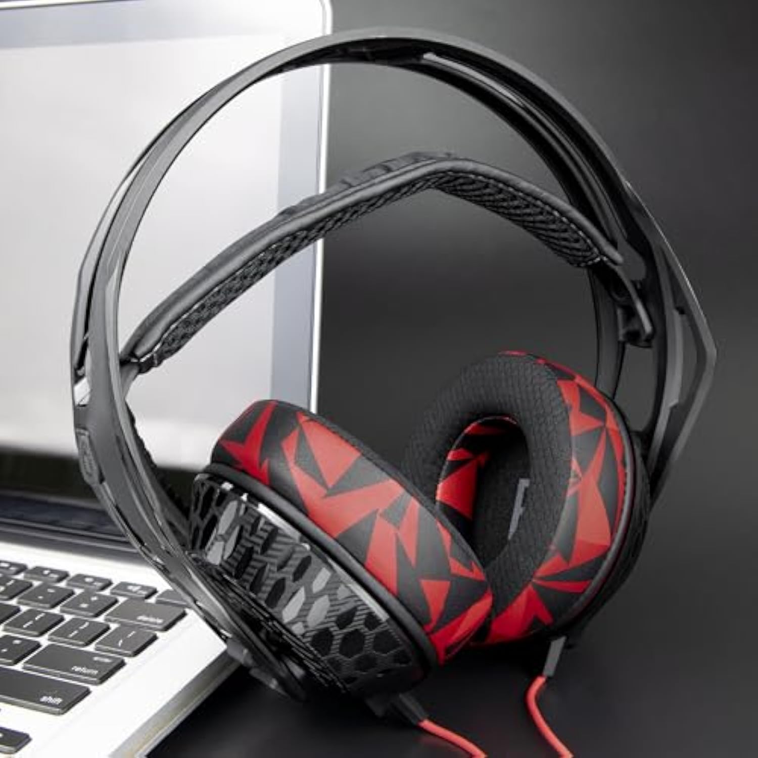 Earpads Replacement For Plantronics (Poly) Rig 400(400Pro Hc, 400Hs, 400Hx, 400Ha), Ear Pads Cushions For Rig 500(500E, 500Hd, 500Hx, 500Hs)/505(505Hs)/515(515Hd) Headset - Rig Mf Red Storm