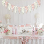 1 Pcs White Pink Bow Garland Banner, Satin Ribbon Hanging Party Bow Garland Decoration For Birthday Baby Shower Wedding Party Supplies