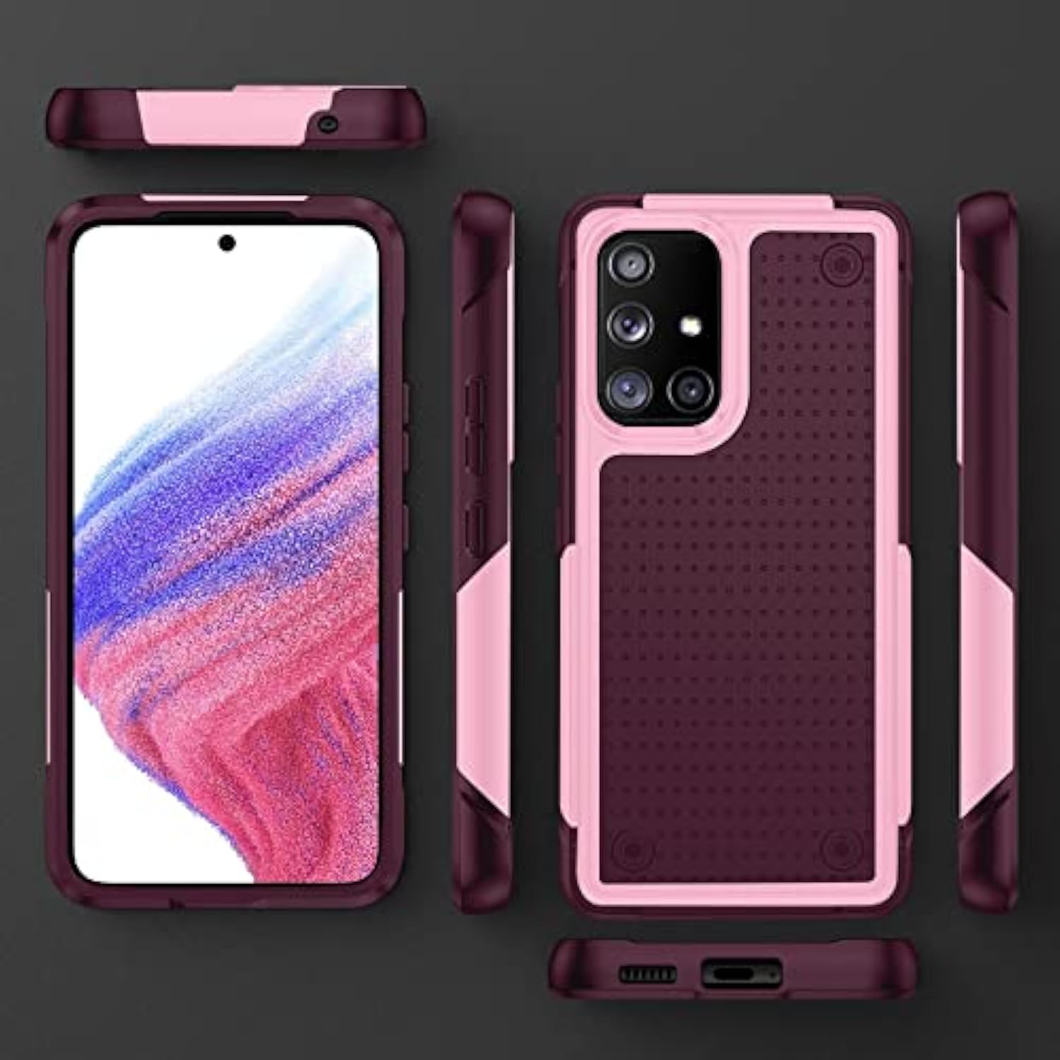 Phone Case For Samsung Galaxy A71 5G With Tempered Glass Screen Protector Cover And Cell Accessories Protective Rugged Dual Layer Hybrid Slim Glaxay A 71 G5 Gaxaly 71A S71 Women Men Rose Red