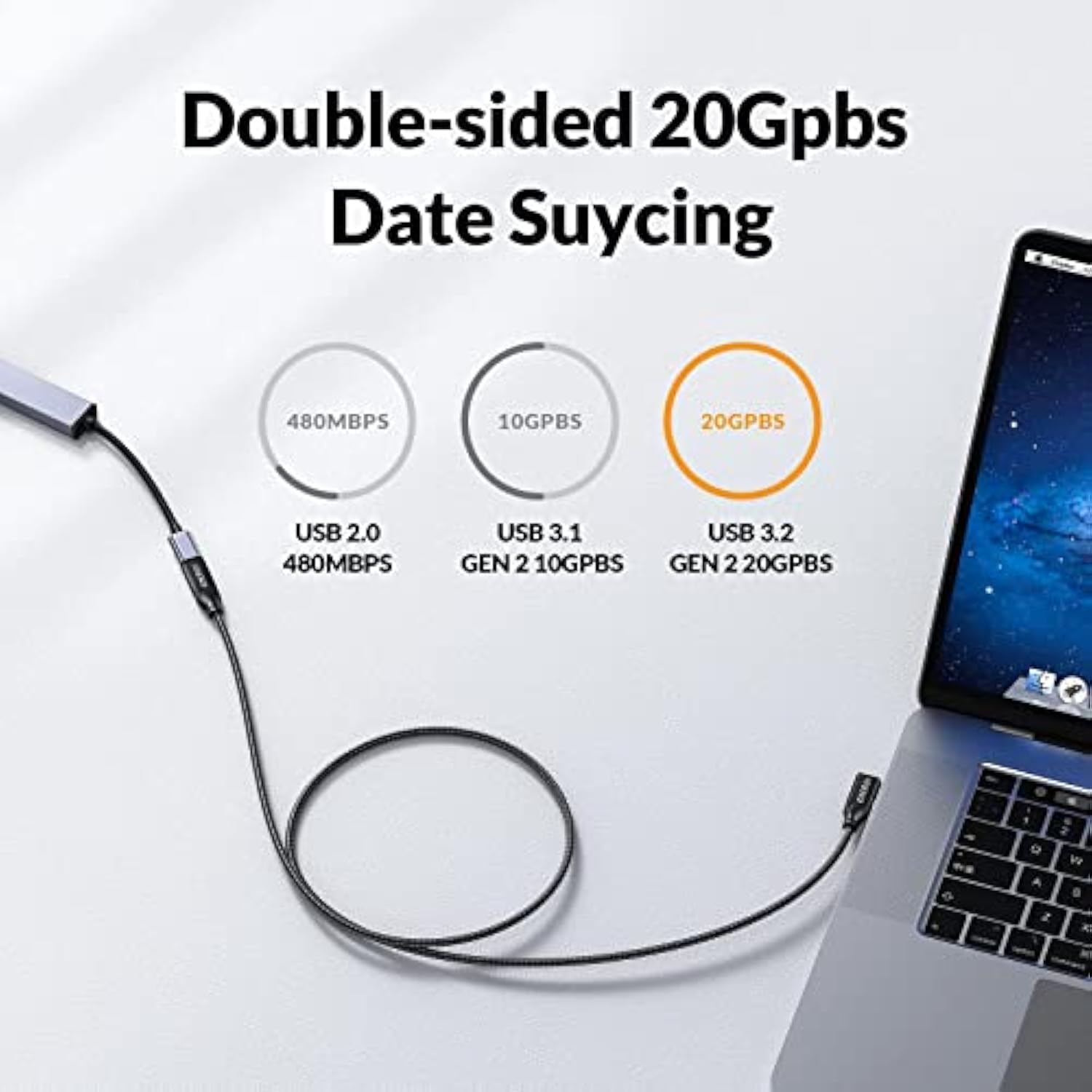 Idsonix Usb C Extension Cable - Right Angle 1.6Ft Usb C Extender Cable Support