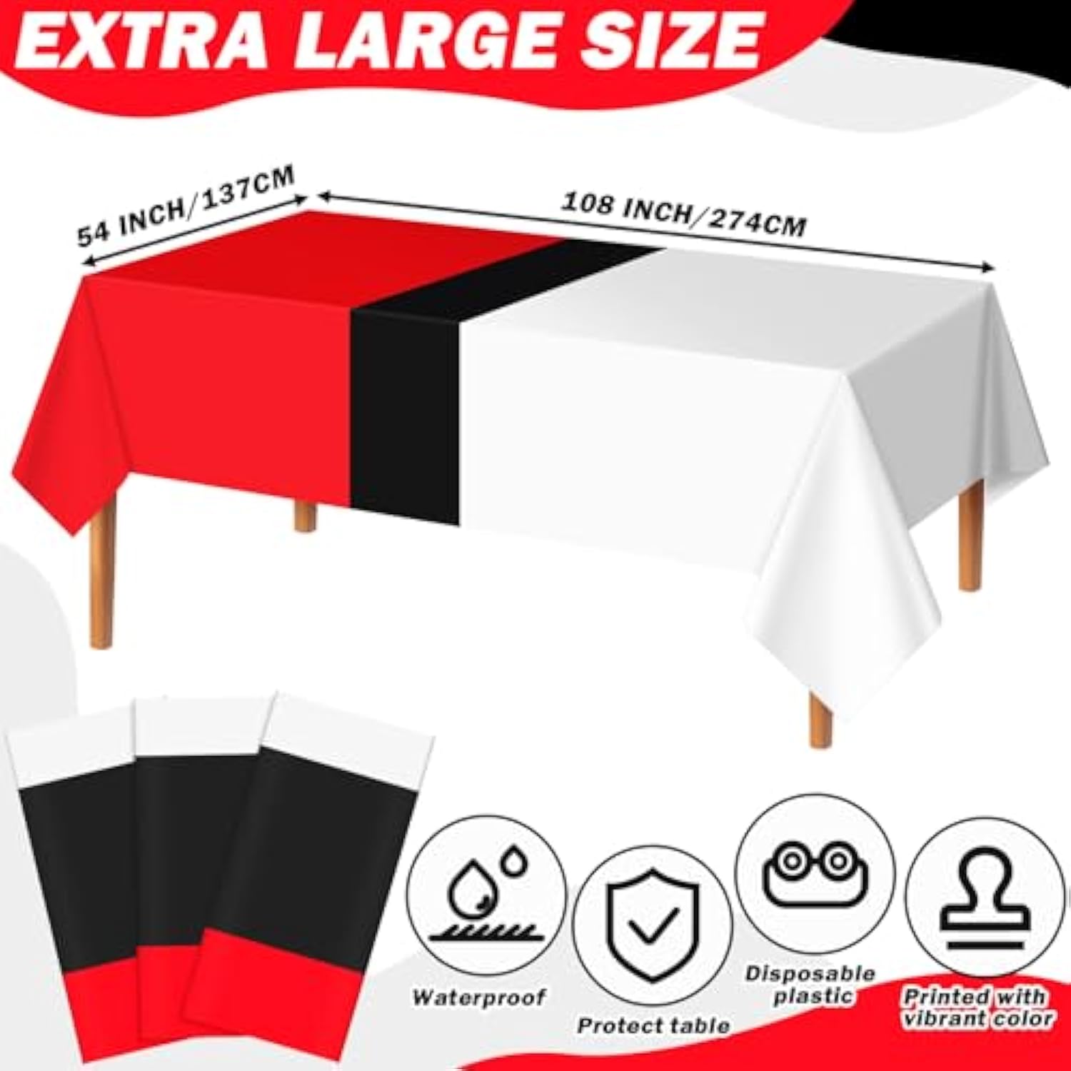 3 Pcs Cartoon Animation Birthday Party Tablecloth Red And White Plastic Party Supply 54" X 108" Large Table Cover For Cartoon Ball Supplies Video Games Tableware Birthday Decoration