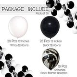 50 Pcs 12 Inches Black And White Balloons, Black Marble Balloons, Tie Dye Swirl Balloon, New Years Eve Decorations, Birthday Party Decorations, Black And White Party Supplies