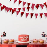 30ft Red Glitter Triangle Banner Metallic Pennant Bunting for Party Decorations