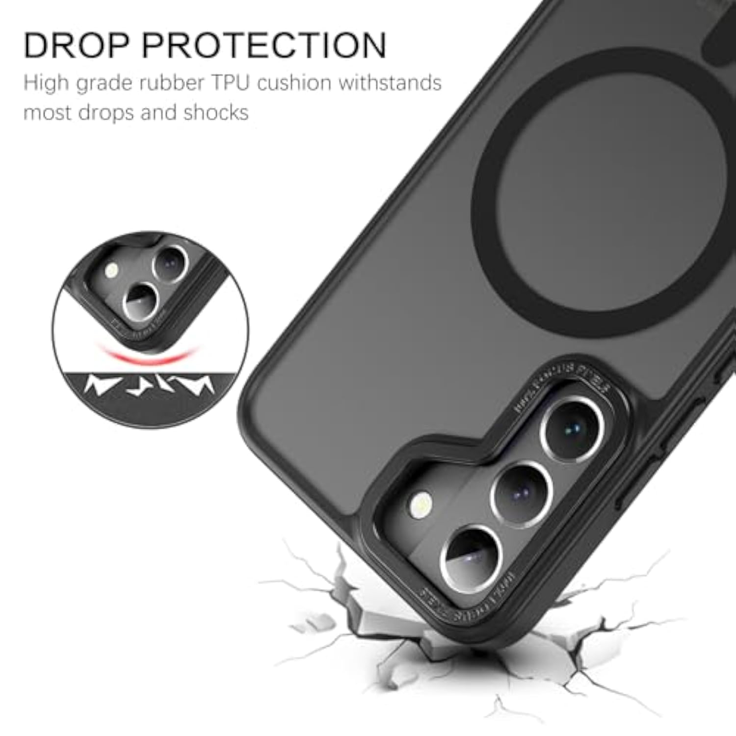 For Samsung Galaxy S22 Case, S22 Magnetic Case [Compatible With Magsafe] Translucent Matte Slim Shockproof Women Men Protective Case Cover For Samsung S22 6.1", Black