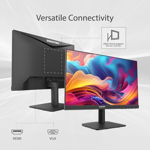 22 Inch Va Led Back Light Monitor 75Hz Fhd 1920 X 1080, 1080P 178° Wide View Frameless Computer Monitor 4Ms, Eye Care Technology, Ergonomic Tilt Vesa Mount, Hdmi Vga