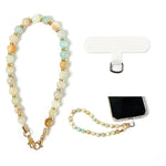 Phone Charm With Beaded Marble, Cell Phone Lanyard With Tether Tab, Phone Chain Strap, Hands-Free Wrist Strap, Phone Strap For Women Compatible With Iphone 14 Pro Max/ 13 Pro Max/ 12 Pro Max/(Green)
