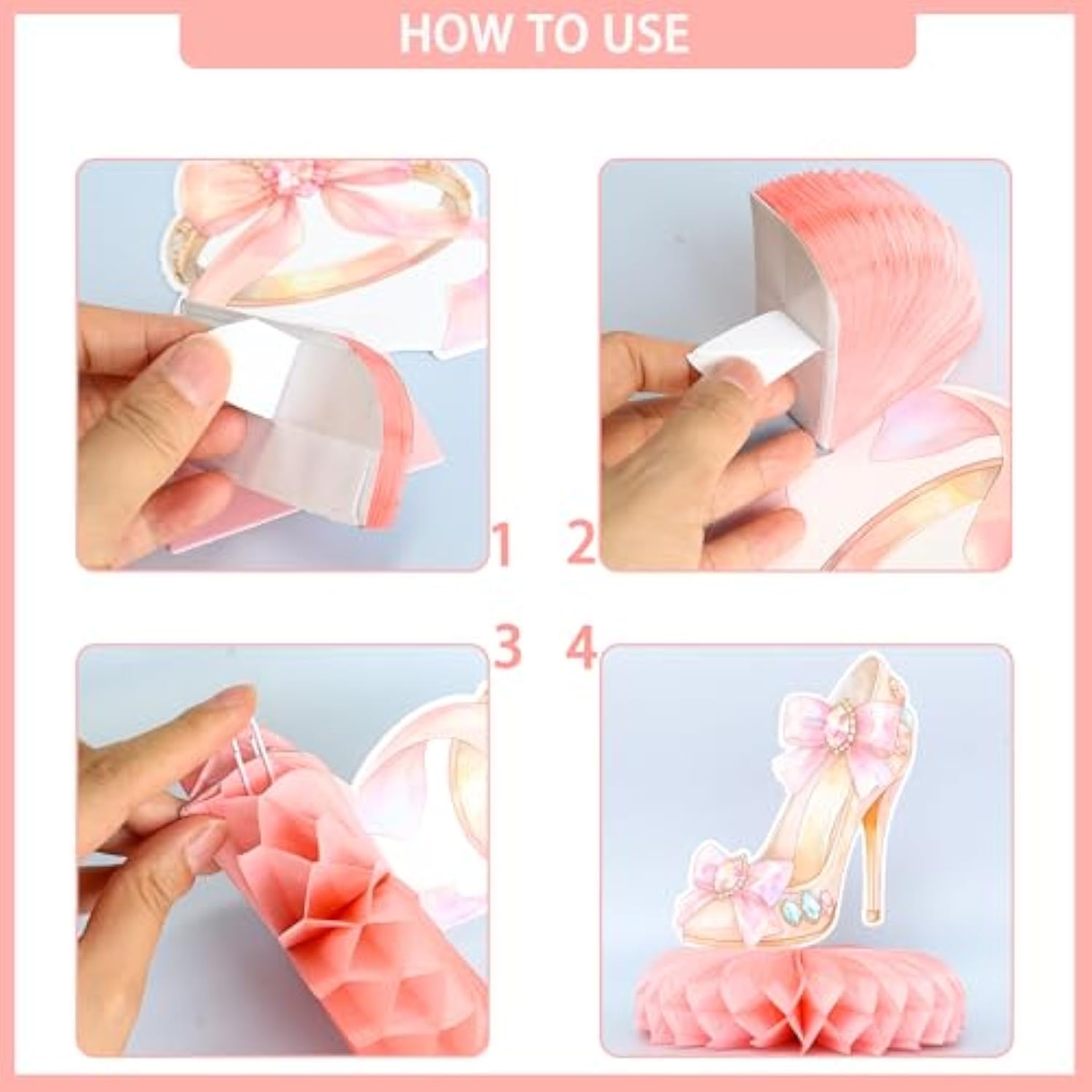 9 Pack Floral Princess Honeycomb Centerpieces Pink And Gold Castle Crown Carriage Party Table Decorations For Princess Theme Party Decorations Supplies