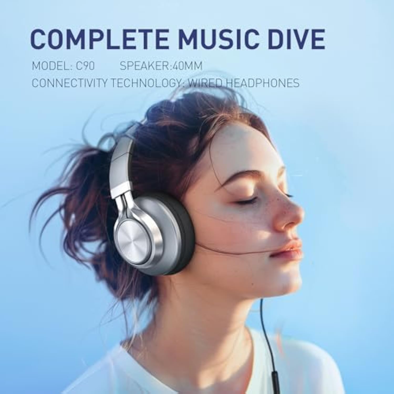 AILIHEN Wired Headphones with Microphone Volume Control, Noise Reduction Over Ear Headphones Wired 3.5mm, Super Soft Corded Headphone for Cellphones, Tablet and Chromebook (Grey)