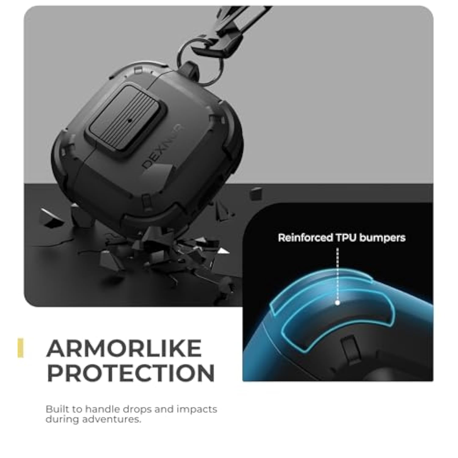 For Airpods 4 Case With Drop-Proof Lock, Shockproof Rugged Bumper Cases Protective Cover With Carabiner & Keyring & Cleaner Kit For Airpods 4Th Generation 2024 Black