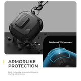 For Airpods 4 Case With Drop-Proof Lock, Shockproof Rugged Bumper Cases Protective Cover With Carabiner & Keyring & Cleaner Kit For Airpods 4Th Generation 2024 Black