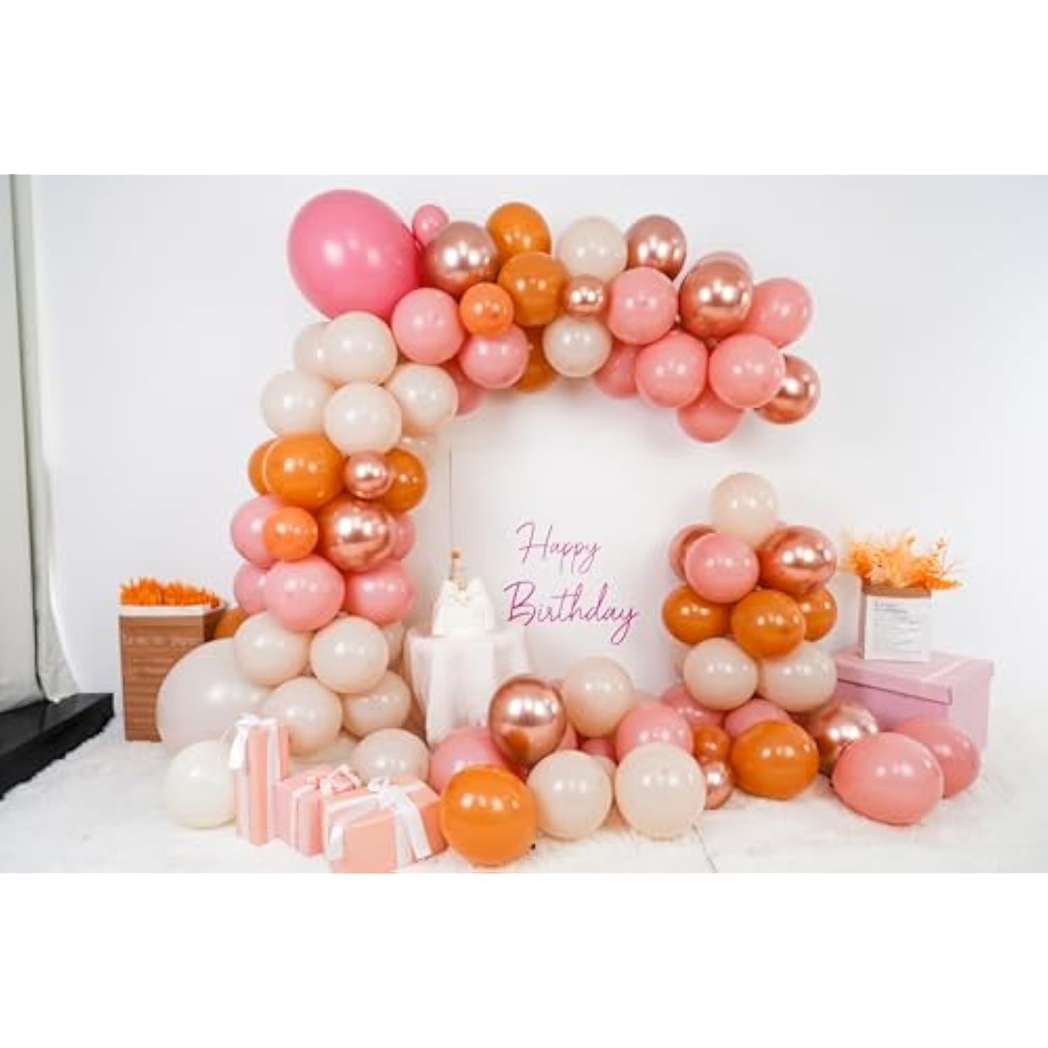 Dusty Pink Balloon Arch,Boho Balloon Garland With Blush Pink And Brown Rose Gold White Sand Balloons For Girl Baby Shower Bridal Valentines Day Wedding Birthday Party Decorations