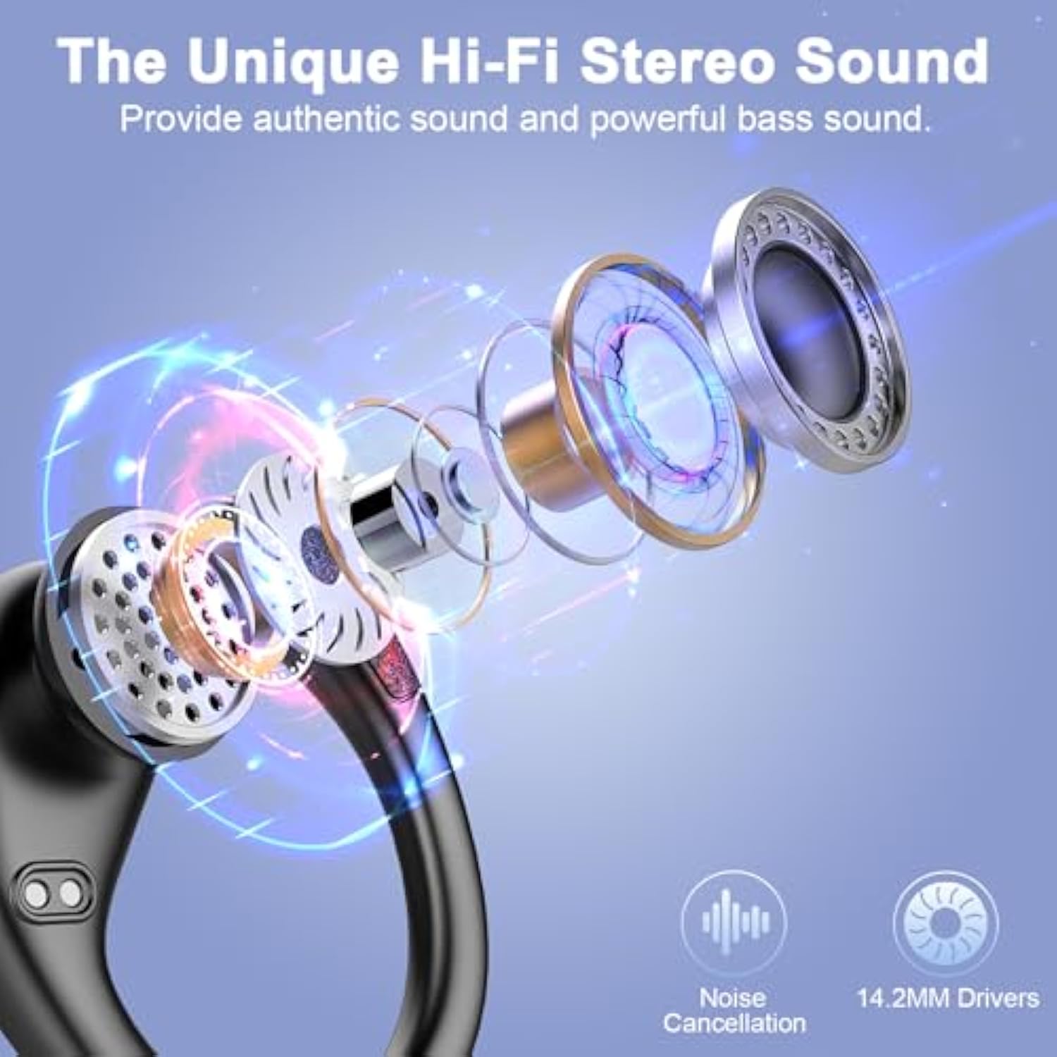 Wireless Earbud Bluetooth 5.4 Headphones 75Hrs Playtime, 2025 Bluetooth Earbuds Deep Bass Noise Cancelling Mic, Over Ear Bud With Sport Earhooks, Ipx7 Waterproof Wireless Earphones For Workout/Running