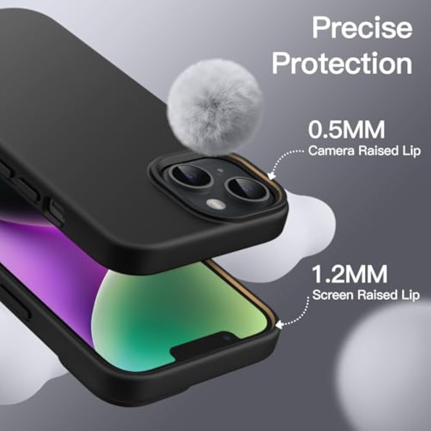 JETech Silicone Case for iPhone 14 6.1-Inch, Silky-Soft Touch Full-Body Protective Phone Case, Shockproof Cover with Microfiber Lining (Black)