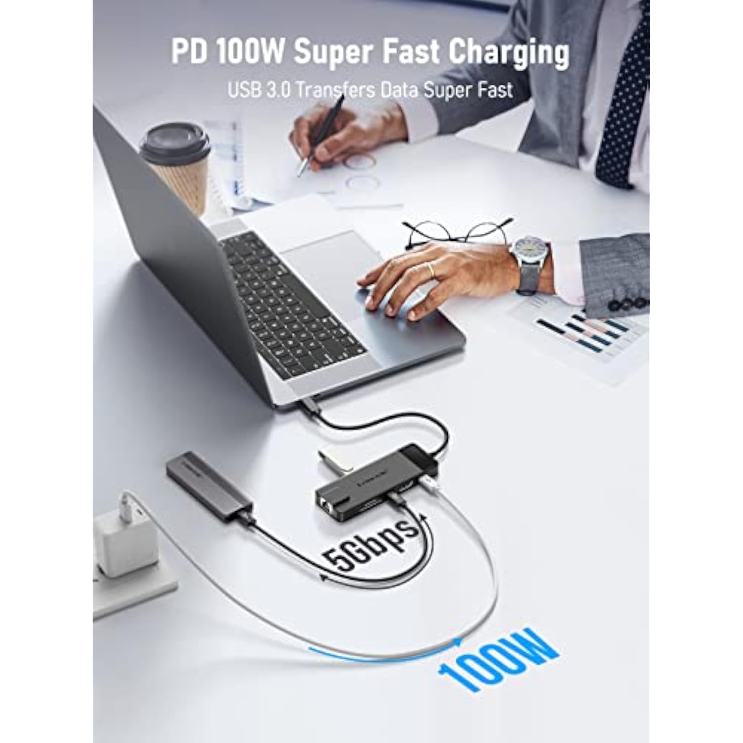 Usb C Hub Multiport Adapter 10-In-1 Usb C Dongle For Macbook Pro Air, Gigabit