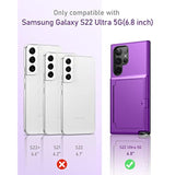 For Samsung Galaxy S22 Ultra Wallet Case With Credit Card Holder & Hidden Mirror, Allround Protection Shockproof Phone Cover Designed For Samsung Galaxy S22 Ultra, 6.8 Inch Purple