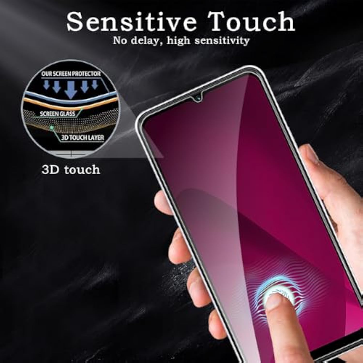 Privacy Screen Protector For T-Mobile Revvl 7, Shatterproof Tempered Glass Accessories, Anti Spy Tempered Glass Film, Case Friendly Ultra Resistant 9H Hardness Anti-Glare Hd Black -3 Pack