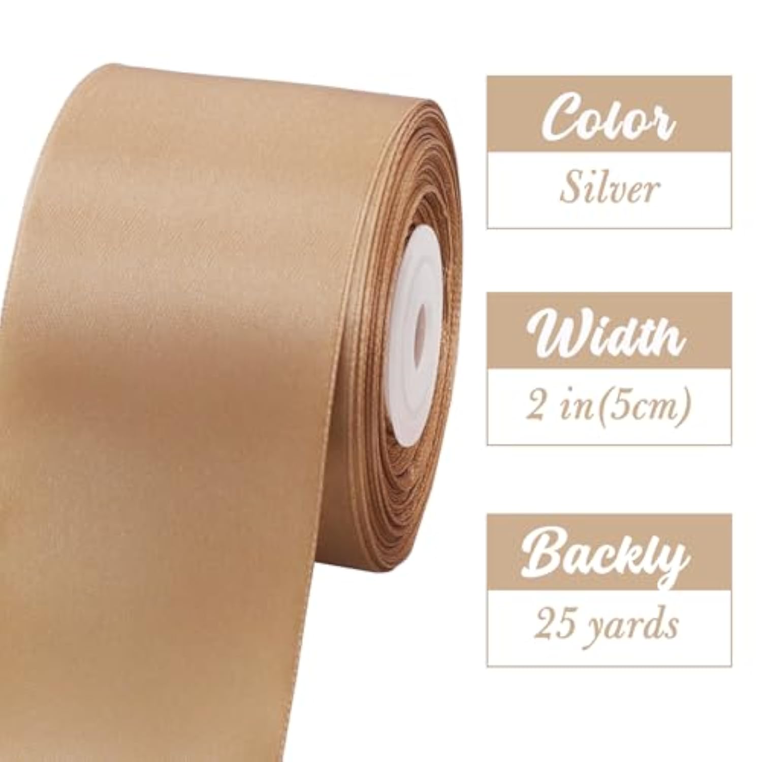 2 In X 25 Yds Wide Gold Satin Ribbon Solid Fabric Ribbons Roll For Cra