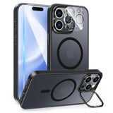 For 15 Pro Case: Magnetic Translucent Matte Phone Cover With Kickstand | Slim Shockproof Protective Drop Protection Cases & Lightweight Rugged Tpu Frosted Phonecase