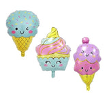 6-pc large ice cream mylar balloons for summer, luau, birthday & baby shower décor