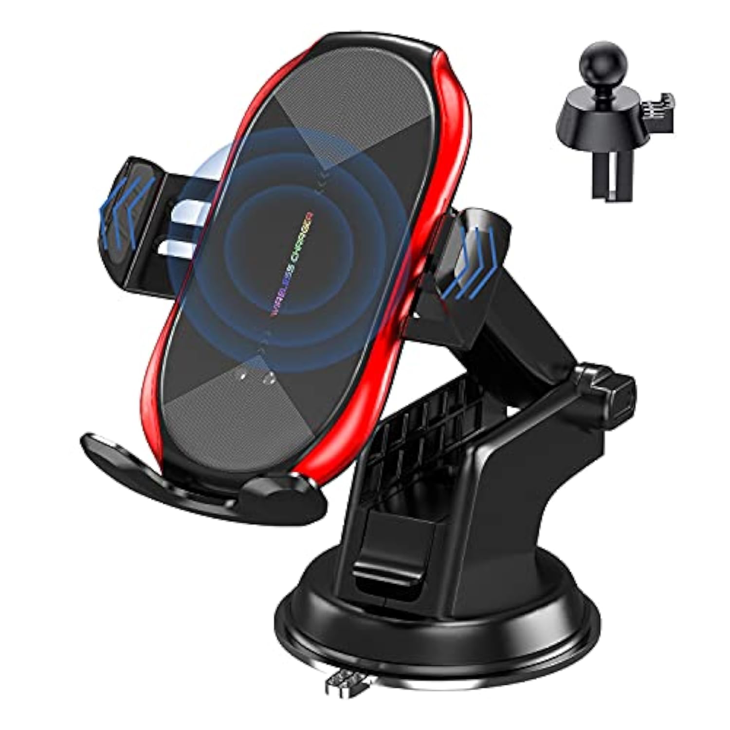 Wireless Car Charger Mount, 15W Qi Fast Charging Auto-Clamping Phone Holder, Vent/Mount Compatible With Iphone 13/12/11/X/8, Samsung S20/S10/Note20/Note10