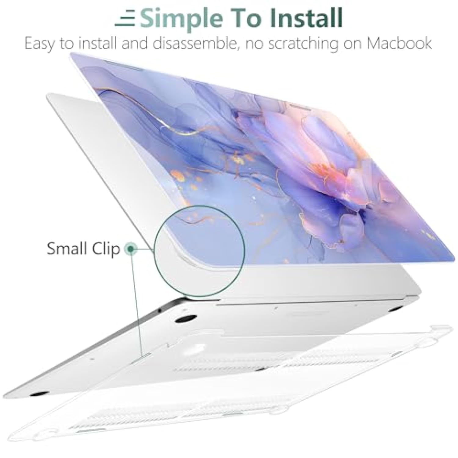 For Macbook Air 13.3 Inch Case 2021 2020 2019 2018 Release M1 A2337 A2179 A1932 With Touch Id, Plastic Hard Shell Case & Keyboard Cover & Type C Adapter, Blue Marble