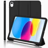 (A16) Case/ 10Th Generation Case [11-Inch 2025/10.9 Inch 2022] With Pencil Holder, Trifold Stand Smart Cover With Soft Tpu Back,Auto Wake/Sleep(Black)