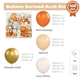 Fall Balloon Arch Kit: Orange, Gold, Apricot Party Garland