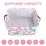 Valentine'S Day Storage Basket With Handles Conversation Heart Cube Storage Bin Foldable Fabric Storage Container Box For Home Office Dorm Closet Shelf Toy Storage
