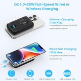 Magnetic Portable Charger 10800Mah,4-In-1 Wireless Power Bank With Iwatch Charger, Qc4.0+20W Pd Fast Charging Usb C Battery Pack With Lcd Display For Magsafe,Iphone 16/15/14/13/12 Series,Apple Watch